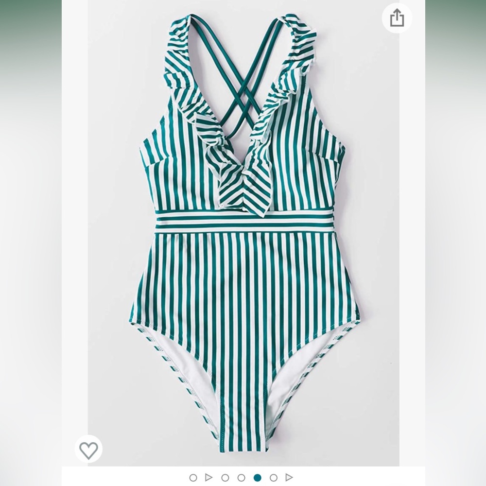 Cupshe Women’s V Neck One Piece Swimsuit Ruffled Back Cross Swimwear